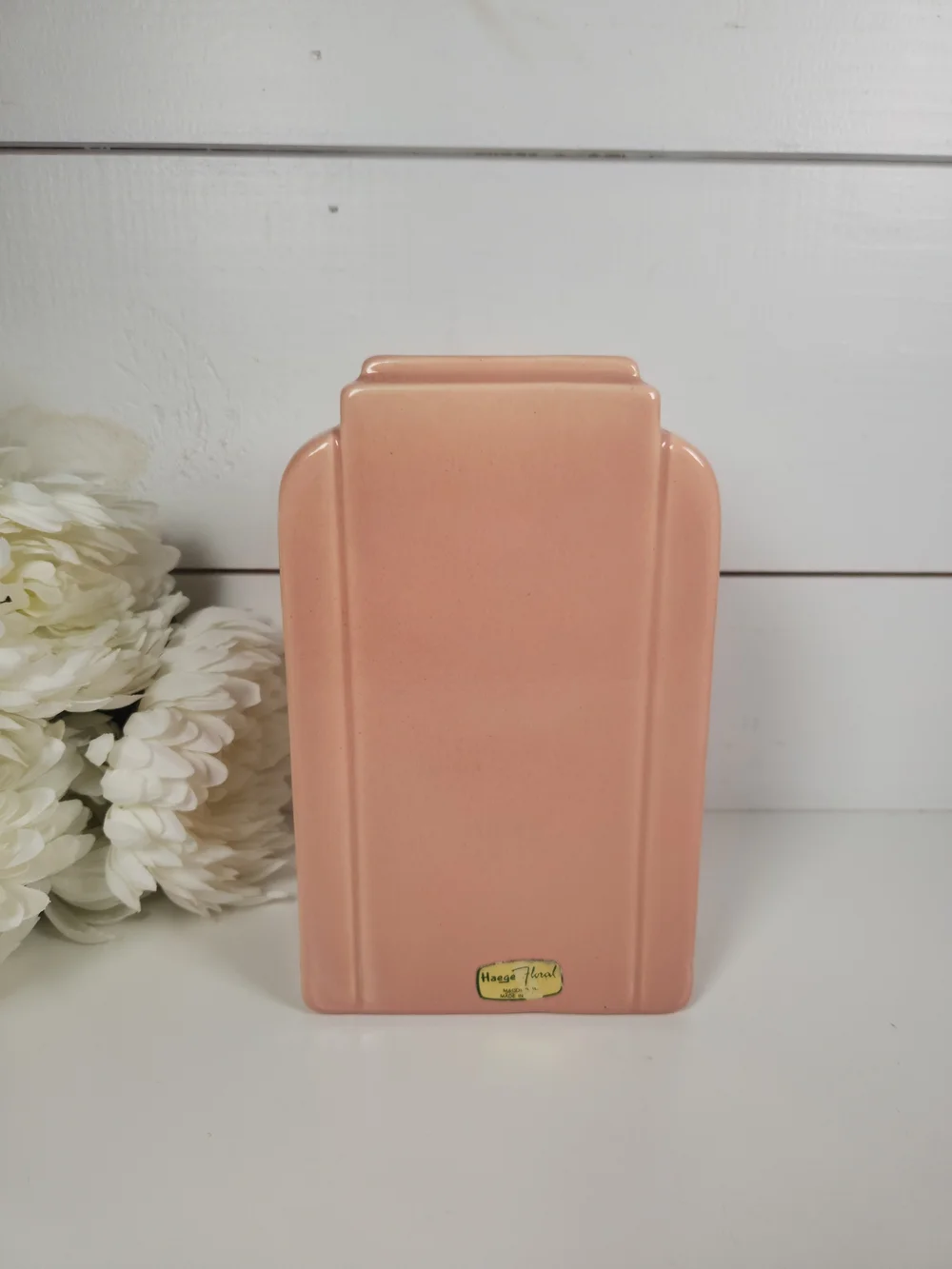 Mid Century Haeger Mauve Pink Art Deco Architectural Vase | Haeger Florist MCM